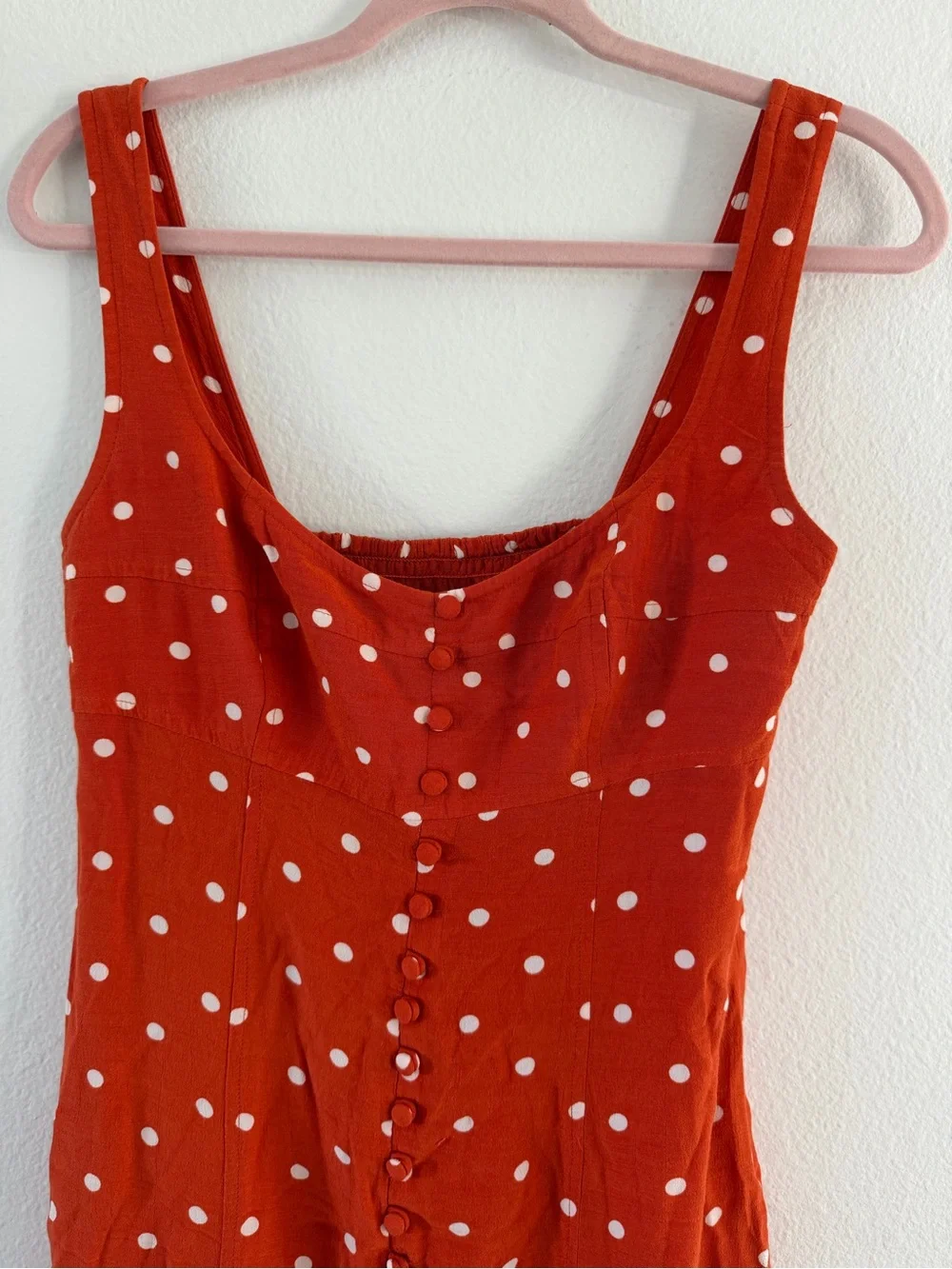 Maeve Anthropologie Orange Polka Dot Midi Dress with Front Slit Size 2 - Picture 4 of 7
